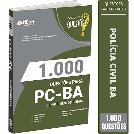 Livro 1000 Questões Gabaritadas para PC BA - Conhecimentos Gerais