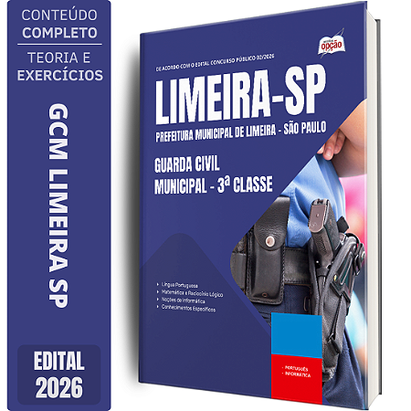 Apostila Prefeitura de Limeira SP 2026 GCM - Guarda Civil Municipal - 3 Classe