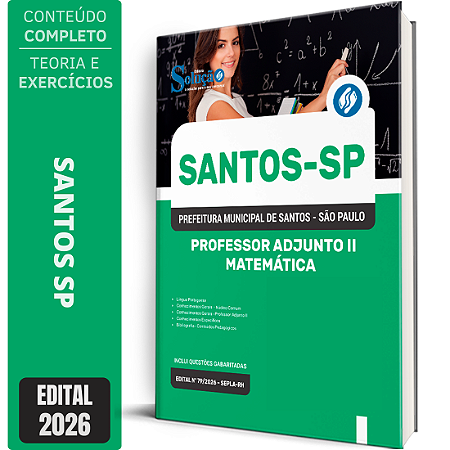 Apostila Prefeitura de Santos SP 2026 Professor Adjunto 2 - Matemática