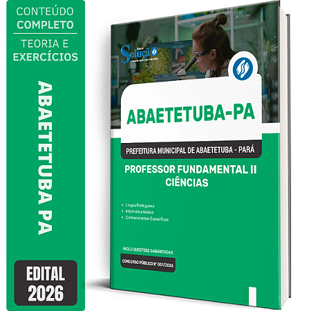 Apostila Prefeitura de Abaetetuba PA 2026 Professor Fundamental 2 - Ciências