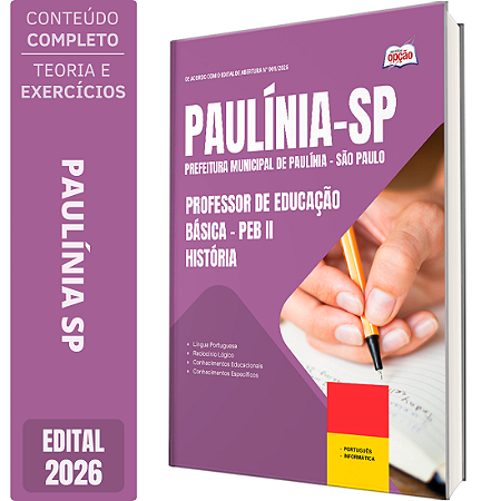 Apostila Prefeitura de Paulínia SP 2026 Professor de Educação Básica PEB 2 - História
