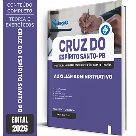 Apostila Prefeitura de Cruz do Espírito Santo PB 2026 - Auxiliar Administrativo