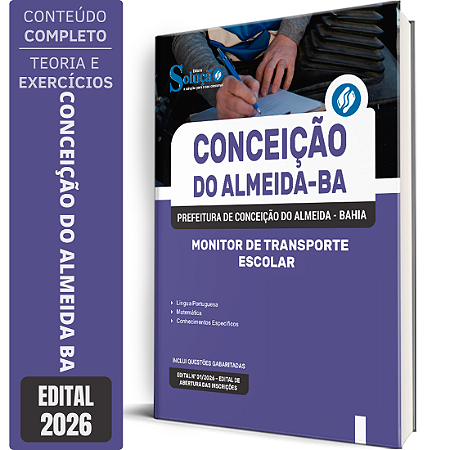 Apostila Prefeitura de Conceição do Almeida BA 2026 - Monitor de Transporte Escolar