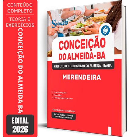 Apostila Prefeitura de Conceição do Almeida BA 2026 - Merendeira