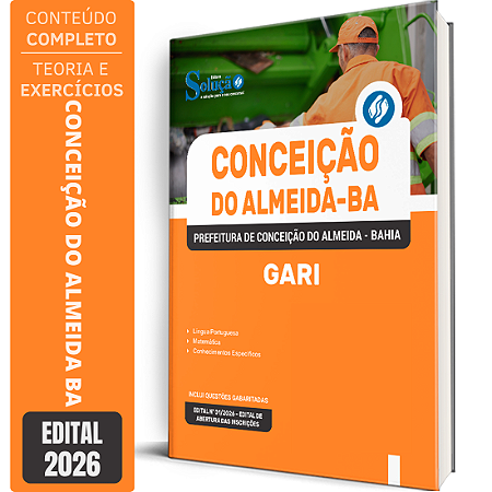Apostila Prefeitura de Conceição do Almeida BA 2026 - Gari