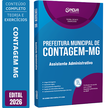 Apostila Prefeitura de Contagem MG 2026 - Assistente Administrativo