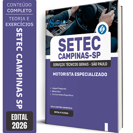 Apostila SETEC Campinas SP 2026 - Motorista Especializado