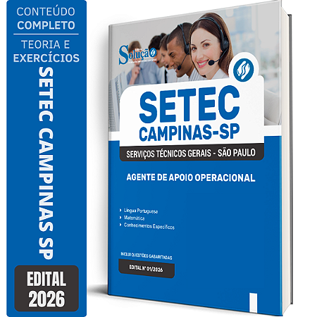 Apostila SETEC Campinas SP 2026 - Agente de Apoio Operacional