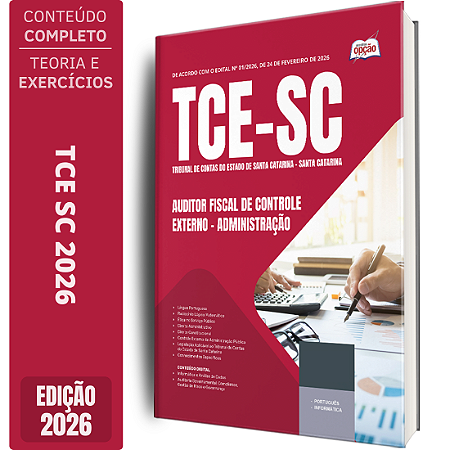 Apostila TCE SC 2026 Auditor Fiscal de Controle Externo - Administração