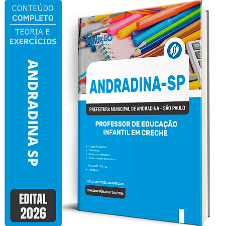 Apostila Prefeitura de Andradina SP 2026 - Professor de Educação Infantil em Creche