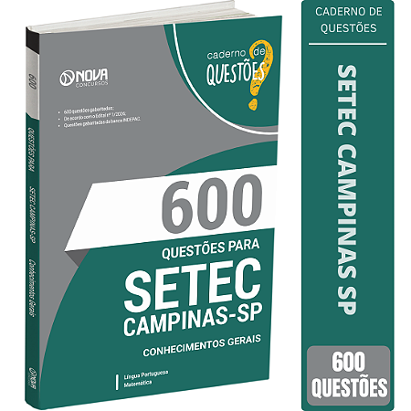 Livro 600 Questões Gabaritadas SETEC Campinas SP - Conhecimentos Gerais