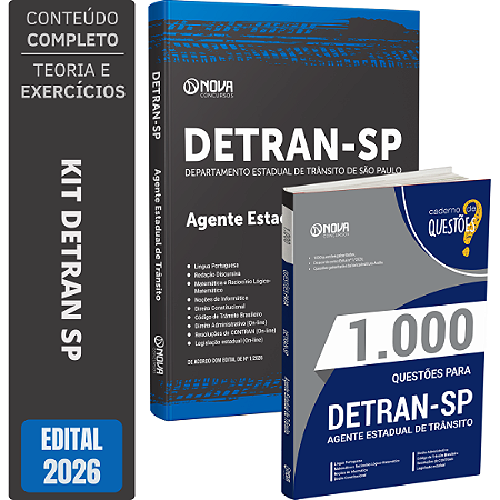 KIT DETRAN SP 2026 - Apostila Agente Estadual de Trânsito + 1000 Questões