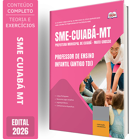 Apostila SME Cuiabá MT 2026 - Professor de Ensino Infantil (Antigo TDI)