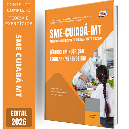 Apostila SME Cuiabá MT 2026 - Técnico em Nutrição Escolar (Merendeira)