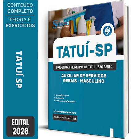 Apostila Prefeitura de Tatuí SP 2026 Auxiliar de Serviços Gerais - Masculino