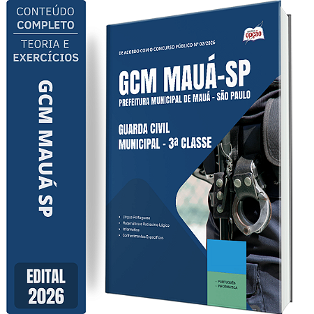Apostila Prefeitura de Mauá SP 2026 Guarda Civil Municipal - GCM 3 Classe