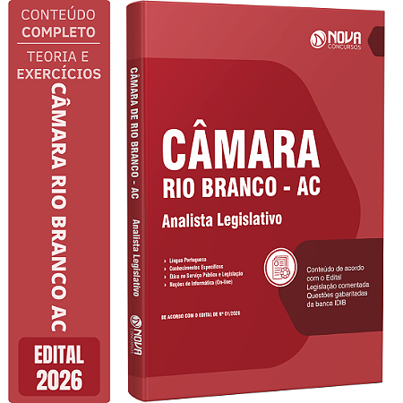 Apostila Câmara de Rio Branco AC 2026 - Analista Legislativo