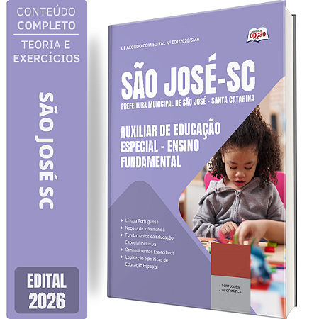 Apostila Prefeitura de São José SC 2026 Auxiliar de Educação Especial - Ensino Fundamental