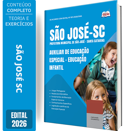 Apostila Prefeitura de São José SC 2026 Auxiliar de Educação Especial - Educação Infantil
