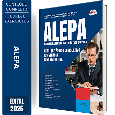 Apostila ALEPA 2026 Auxiliar Técnico Legislativo - Assistência Administrativa