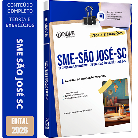 Apostila Prefeitura de São José SC 2026 - Auxiliar de Educação Especial