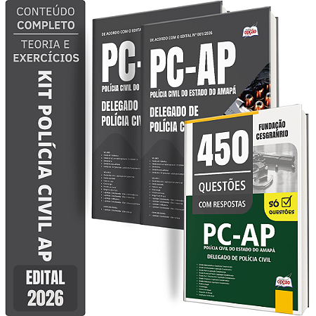 Kit Apostila PC AP 2026 - Delegado de Polícia Civil + Caderno de 450 Questões