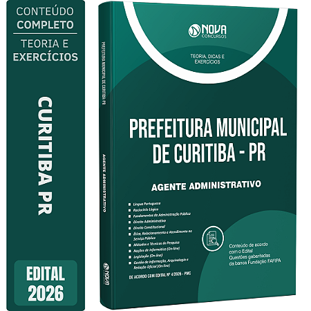 Apostila Prefeitura de Curitiba PR 2026 - Agente Administrativo