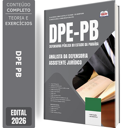 Apostila DPE PB 2026 Analista da Defensoria - Assistente Jurídico