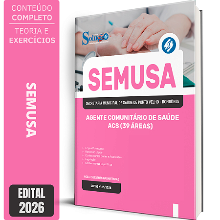 Apostila SEMUSA Porto Velho RO 2026 - Agente Comunitário de Saúde