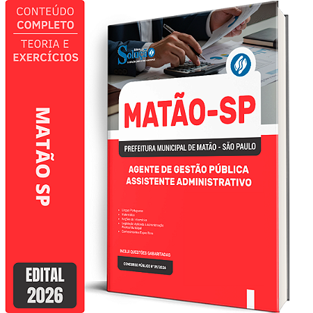 Apostila Prefeitura de Matão SP 2026 Agente de Gestão Pública - Assistente Administrativo