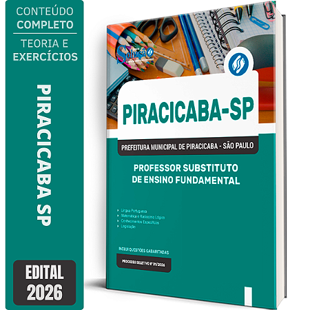 Apostila Prefeitura de Piracicaba SP 2026 - Professor Substituto de Ensino Fundamental