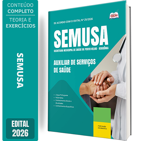 Apostila SEMUSA Porto Velho RO 2026 - Auxiliar de Serviços de Saúde