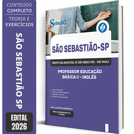 Apostila Prefeitura de São Sebastião SP 2026 Professor Educação Básica 2 - Inglês
