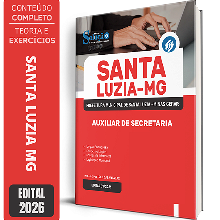Apostila Prefeitura de Santa Luzia MG 2026 - Auxiliar de Secretaria