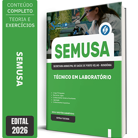 Apostila SEMUSA Porto Velho RO 2026 - Técnico em Laboratório