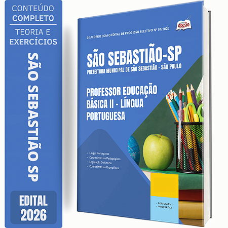 Apostila Prefeitura de São Sebastião SP 2026 Professor Educação Básica 2 - Língua Portuguesa
