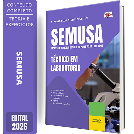 Apostila SEMUSA Porto Velho RO 2026 - Técnico em Laboratório