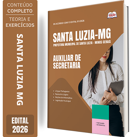Apostila Prefeitura de Santa Luzia MG 2026 - Auxiliar de Secretaria