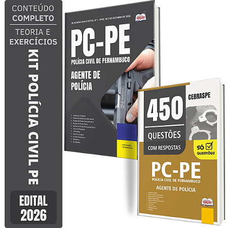 Kit Apostila PC PE 2026 - Agente de Polícia + Caderno de 450 Questões