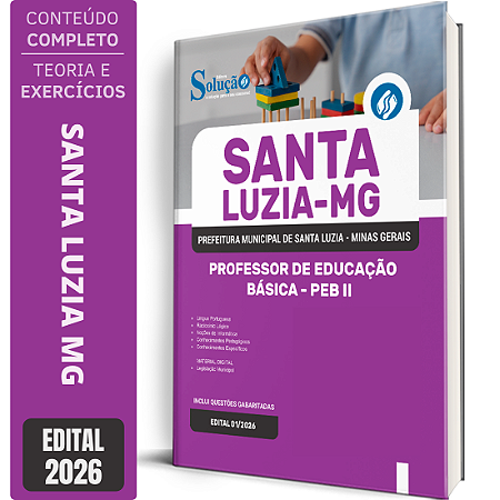 Apostila Prefeitura de Santa Luzia MG 2026 Professor de Educação Básica - PEB 2