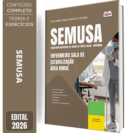 Apostila SEMUSA Porto Velho RO 2026 Enfermeiro Sala de Estabilização - Área Rural