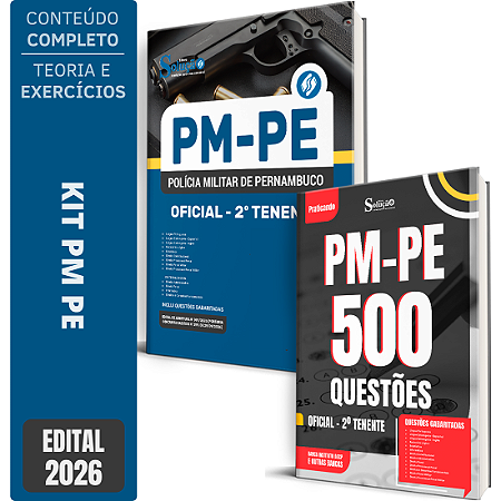 Kit Apostila PM PE 2026 Oficial - 2 Tenente + Caderno de 500 Questões