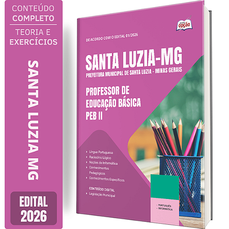 Apostila Prefeitura de Santa Luzia MG 2026 Professor de Educação Básica - PEB 2