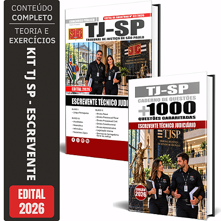 Kit Tj Sp 2026 Apostila Escrevente + Livro 1000 Questões