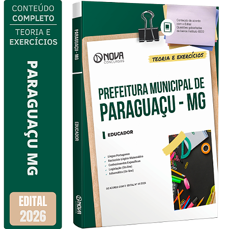 Apostila Prefeitura de Paraguaçu MG 2026 - Educador