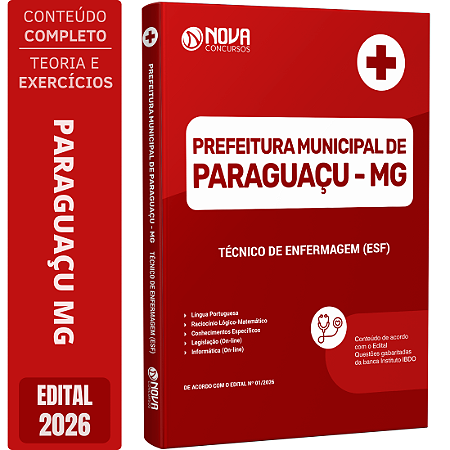 Apostila Prefeitura de Paraguaçu MG 2026 - Técnico de Enfermagem (ESF)