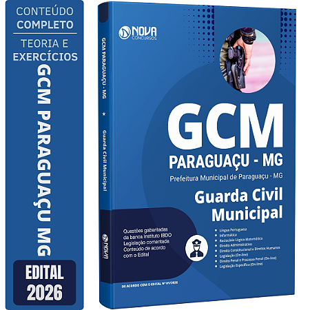 Apostila Prefeitura de Paraguaçu MG 2026 GCM - Guarda Civil Municipal