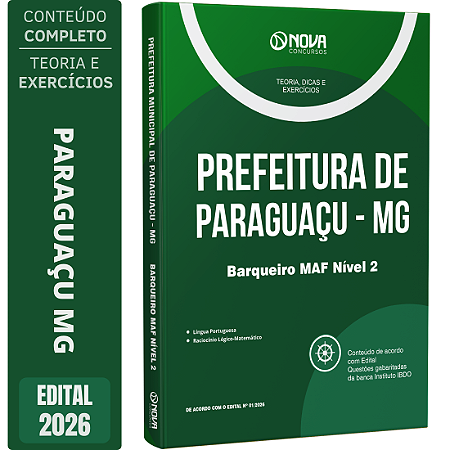 Apostila Prefeitura de Paraguaçu MG 2026 - Barqueiro MAF Nível 2
