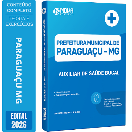Apostila Prefeitura de Paraguaçu MG 2026 - Auxiliar de Saúde Bucal