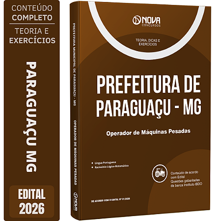 Apostila Prefeitura de Paraguaçu MG 2026 - Operador de Máquinas Pesadas